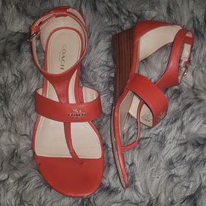 Coach size 7 w/ 1.5 inch healed sandal orange